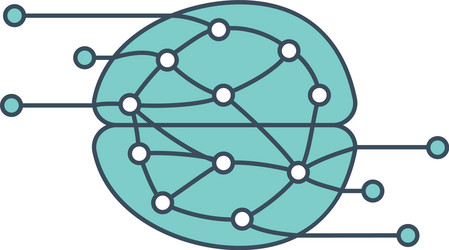 brain icon with ai neural network inside vector image