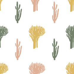 cactus and succulent boho seamless pattern vector