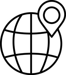 global sphere with location pin icon line style vector image
