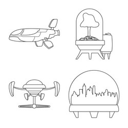 isolated object of mars and space logo collection vector image