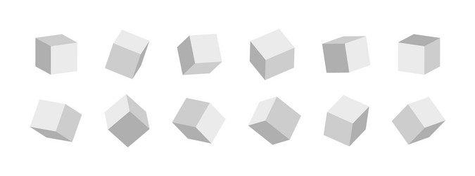White Cubic Blocks - 3D Square Box vector image