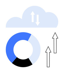 cloud data processing with circular chart vector image