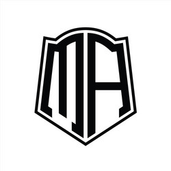 ma logo monogram with shield shape outline design vector image
