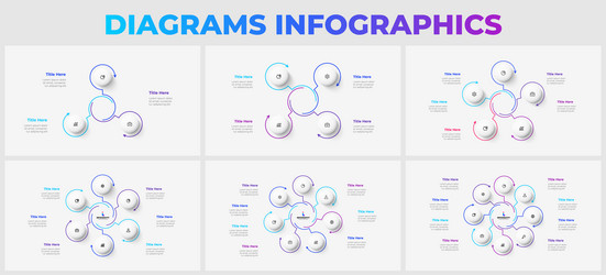 set of infographic presentation slides round vector image