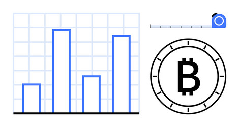 data analysis bar chart bitcoin icon vector image