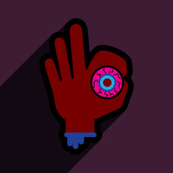 flat with shadow icon and mobile application hand vector image