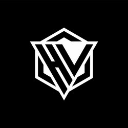 hv logo monogram with triangle and hexagon shape vector image