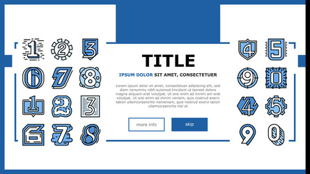 numbers numeral title landing header vector image