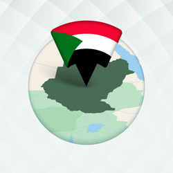 sudan map highlighted with flag marker vector image