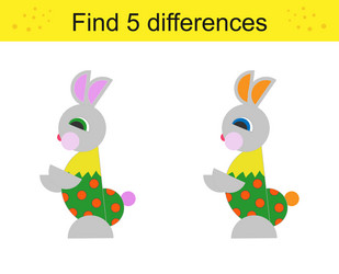 find 5 differences logic puzzle game for kids vector image