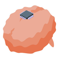human brain with microchip replacing part vector image