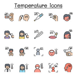 temperature icon set in color line style vector image