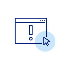 web browser page with exclamation mark and mouse vector image