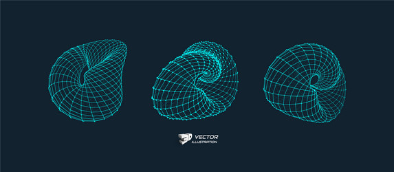 wireframe object with lines and dots abstract 3d vector image