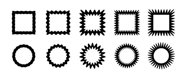 zig zag edge square and circle frames collection vector image