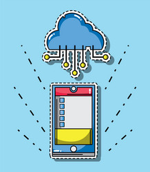 cloud data with smartphone technology patches vector image