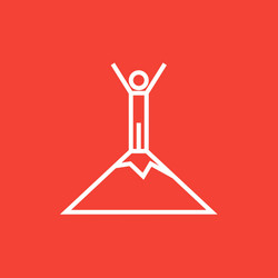 man standing on top of mountain line icon vector image