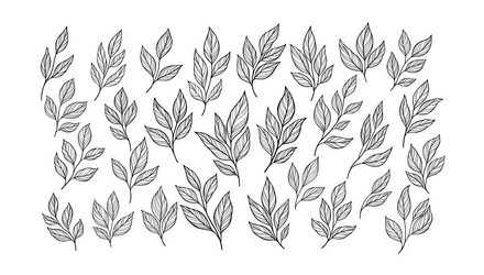 spring leaf branch linear doodle art vector image