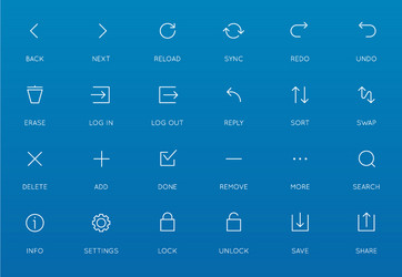 UI Icon Set - Minimal Line Icons vector image