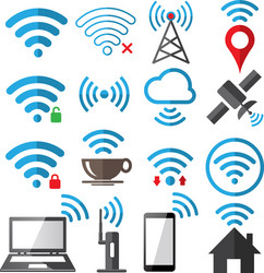 wifi flat sign icon set on white background vector