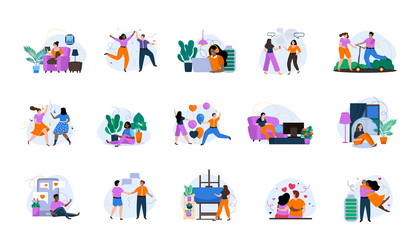introvert and extrovert people flat recolor set vector image