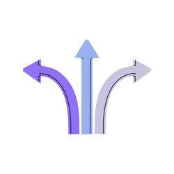 road pointer with 3 arrows pointing direction vector image