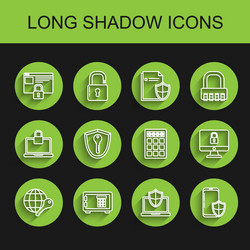 set line globe key safe secure your site vector image