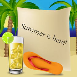 Text frame with cocktail and flip flop vector