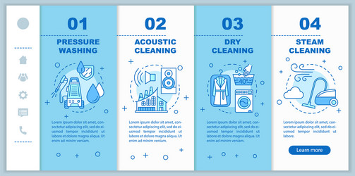 Cleaning methods onboarding mobile web pages vector