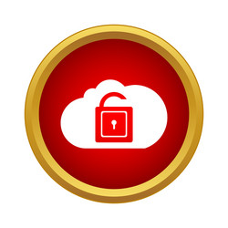 Cloud with opened padlock icon simple style vector