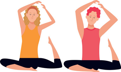 Couple yoga poses Royalty Free Vector Image - VectorStock