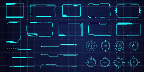 futuristic hud frames borders text box game menu vector image
