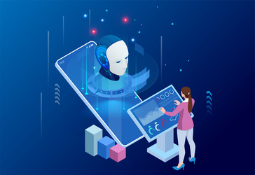 isometric artificial intelligence knowledge vector image