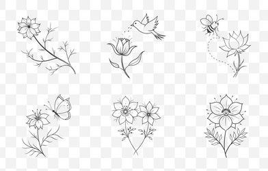 print love in a mist flower line art set Vector Image