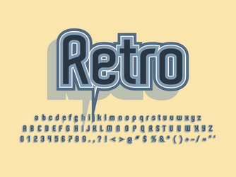 retro font and alphabet stock vector