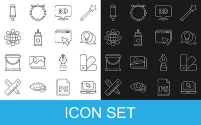 set line laptop and cursor color palette guide vector image