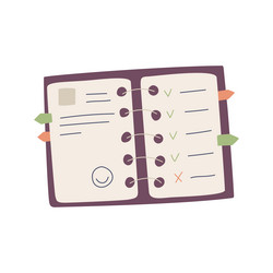 wirebound notebook diary with notes stickers vector image
