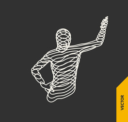 3d model of man wire connection to virtual vector image