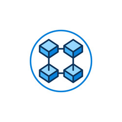 circle with four connected blocks icon blockchain vector image