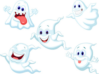 cute ghost cartoon collection set vector