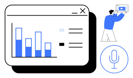 data analytics interface with bar chart vector image
