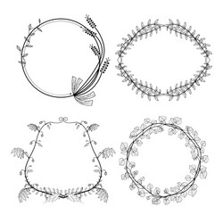 Floral set hand drawn botanic elements Royalty Free Vector