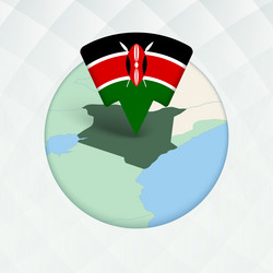 kenya map highlighted with flag marker vector image