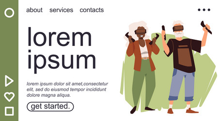 website with grandparents using computer gadgets vector image