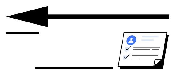 arrow pointing backward with document containing vector image