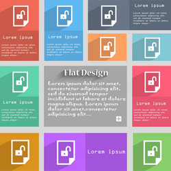 file unlocked icon sign set of coloured buttons vector image