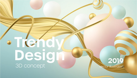flowing soft spheres abstract background with 3d vector image