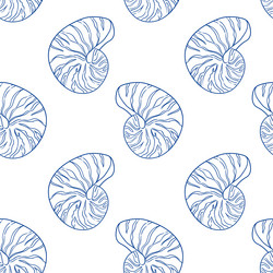 nautilus shell pattern design in blue on white vector image