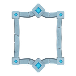 set stone frame with border and gemstones shield vector image