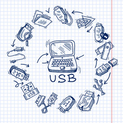 usb and computer vector image